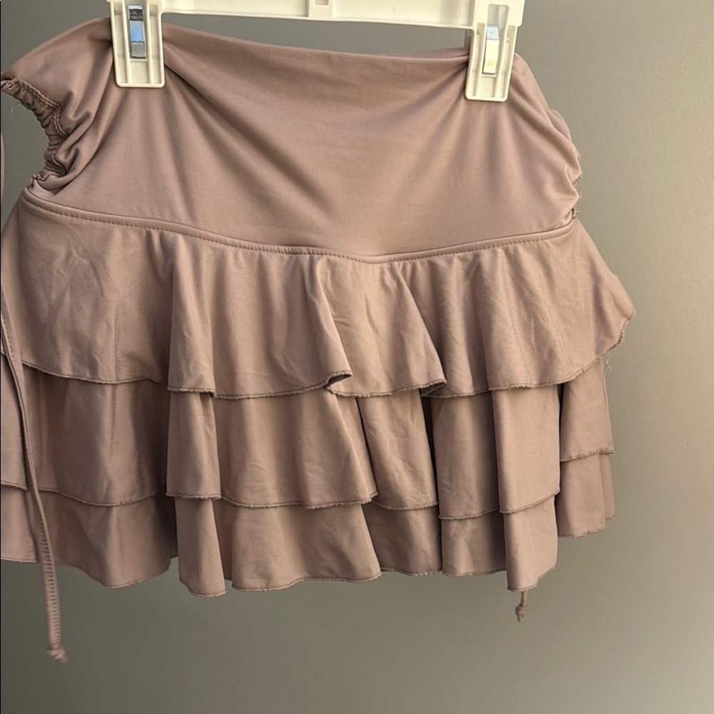 Tiered Ruffle Mini Skort in Dusty Rose